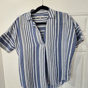 Madewell Blue and White Striped Casual Shirt
